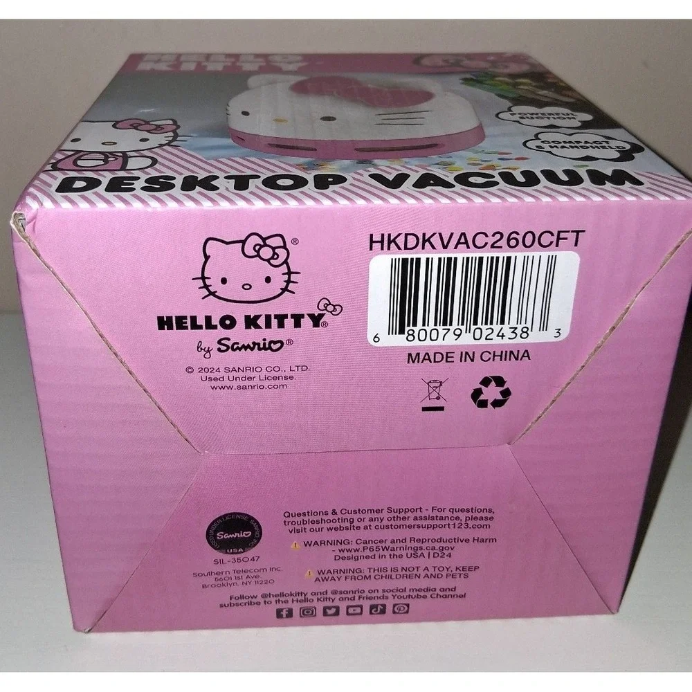 Hello Kitty Desktop Vacuum New in Box Sanrio Mini Desk Crumb Cleaner Pink
